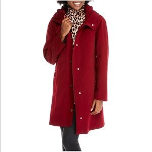 Raincoat with removable cold weather liner.